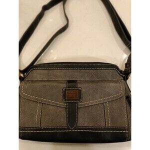 boc born concept crossbody bag greige black faux leather suede